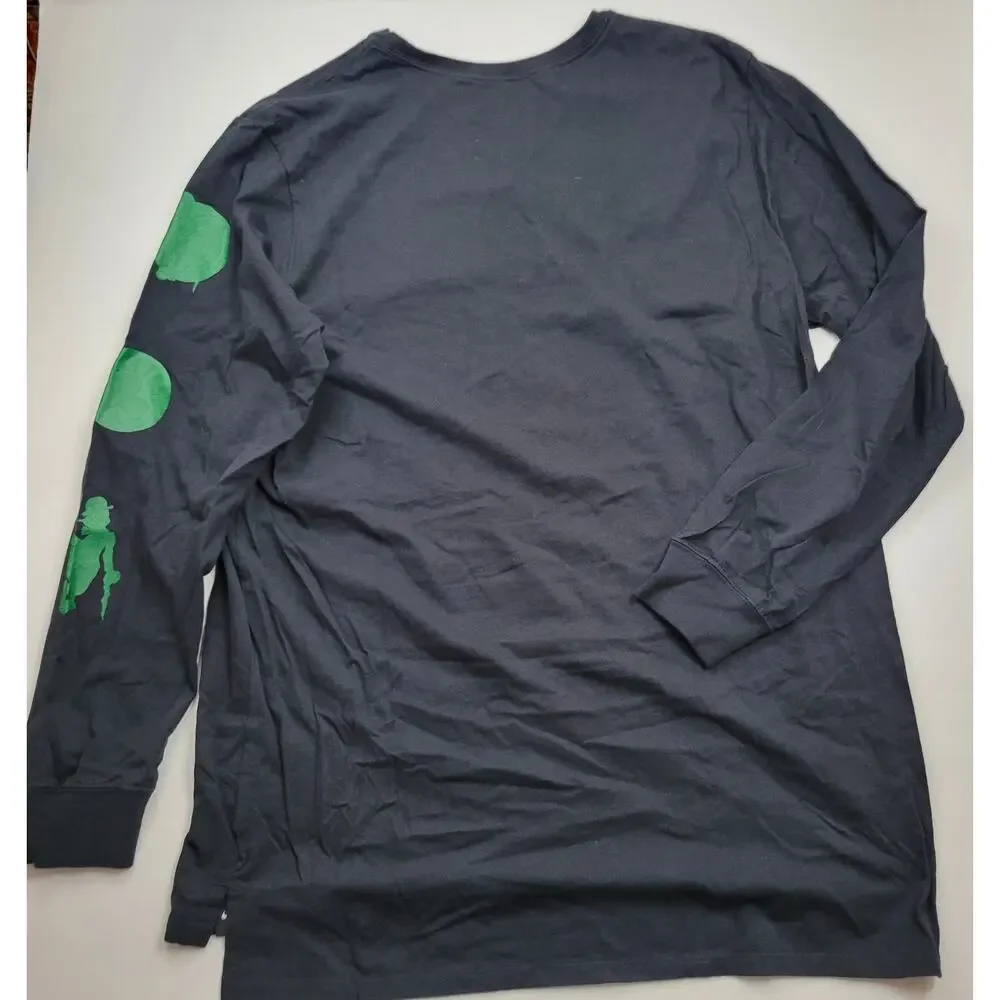 Celtics The Nike Tee Black Long Sleeve Size XL NBA Green Lucky Leprechaun Logo